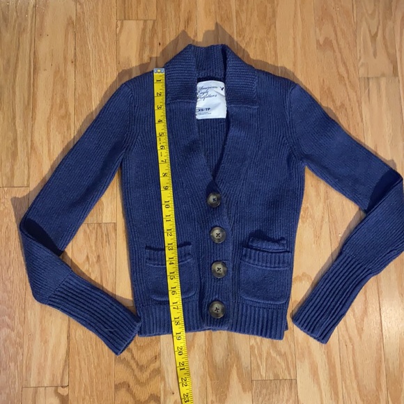 American Eagle button up ribbed knit cardigan in cobalt blue in size XS - Picture 12 of 14